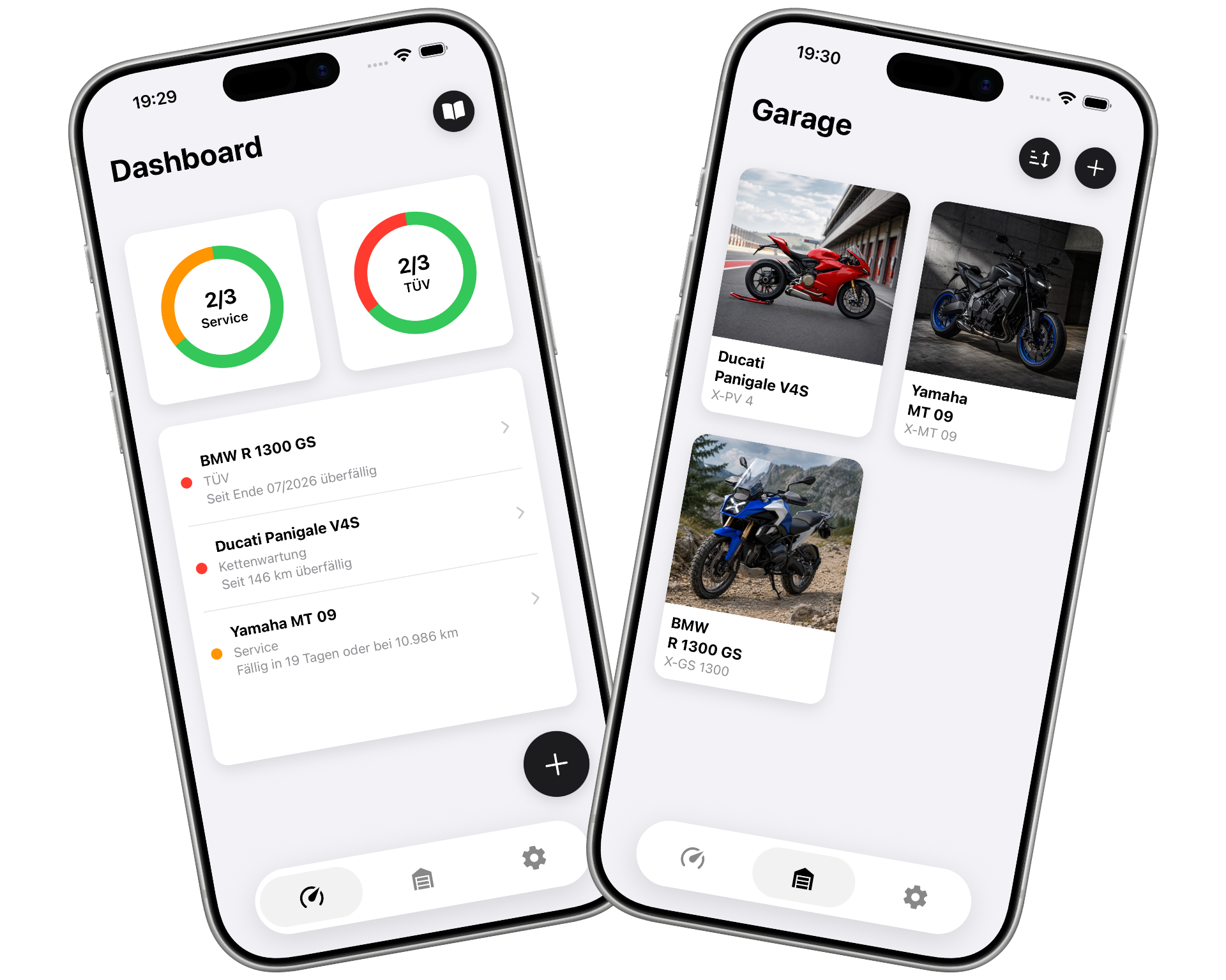 CheckMyMoto App Preview - Die smarte Motorradverwaltung auf dem Smartphone im Light Mode
